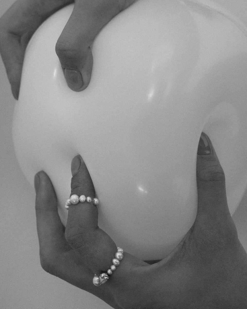 The Exposure of Time - Pearl and Zirconia Recycled Gold Vermeil Rings