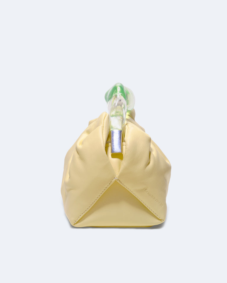 La Lunchbox - Pochette en résine couleur citron vert et cuir jaune