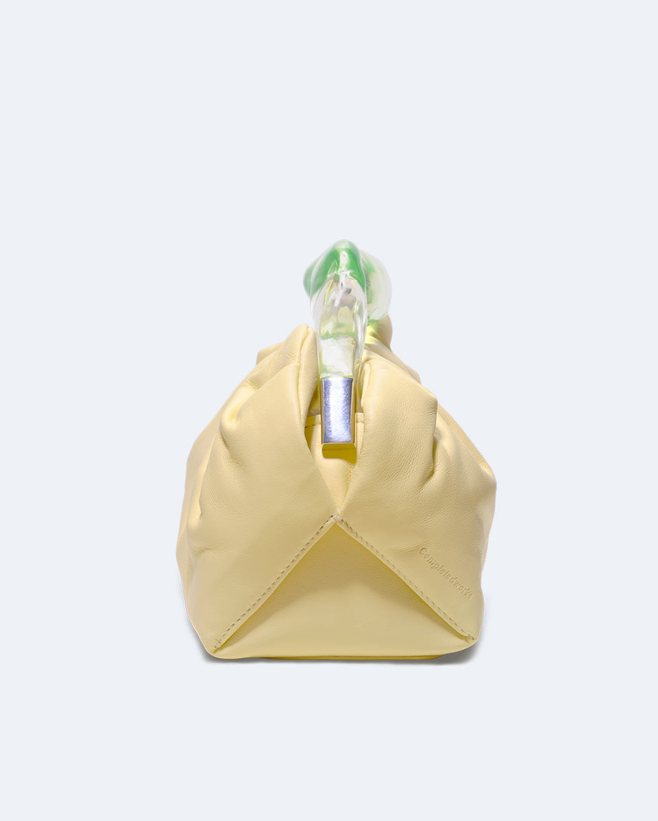 La Lunchbox - Pochette en résine couleur citron vert et cuir jaune