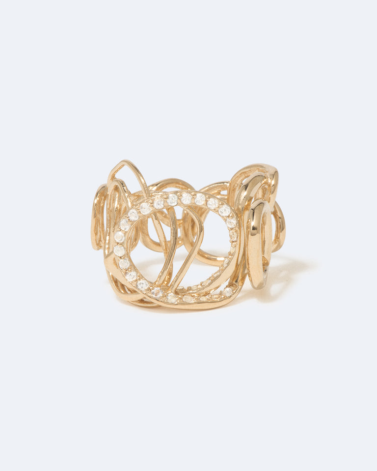 Traces - White Topaz and Recycled Gold Vermeil Ring