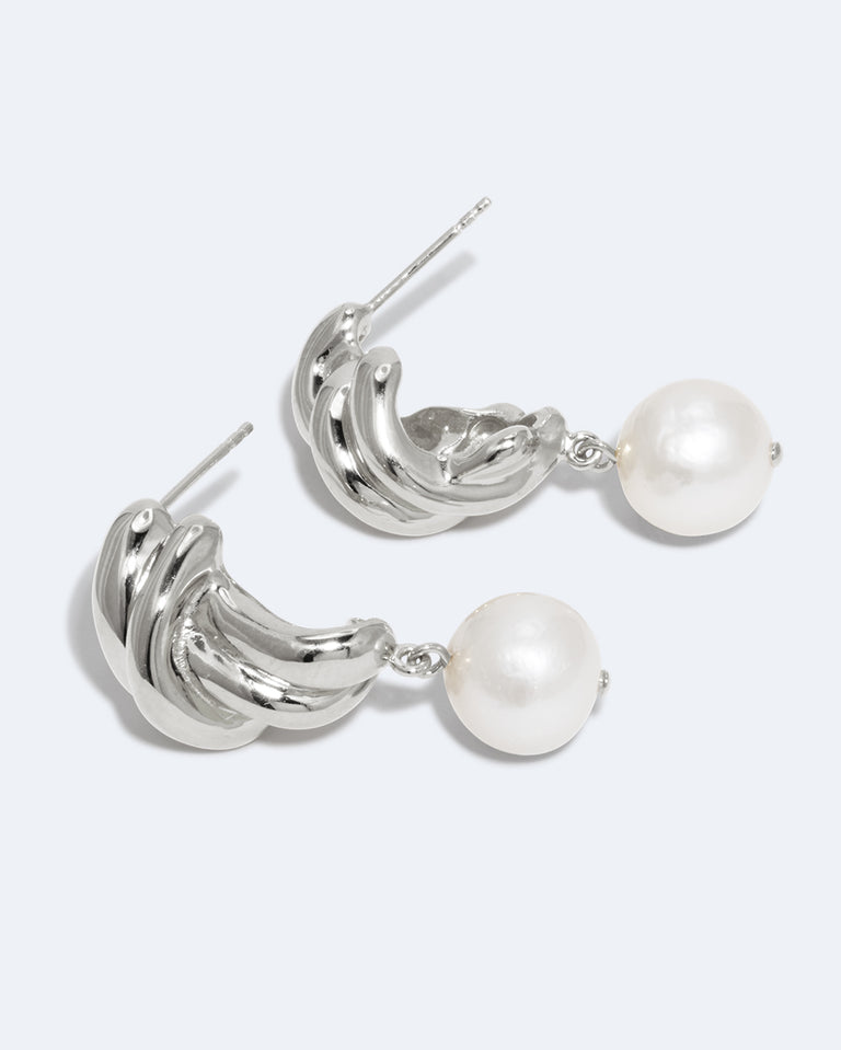 R2199 - Boucles d'oreilles perle et argent recyclé