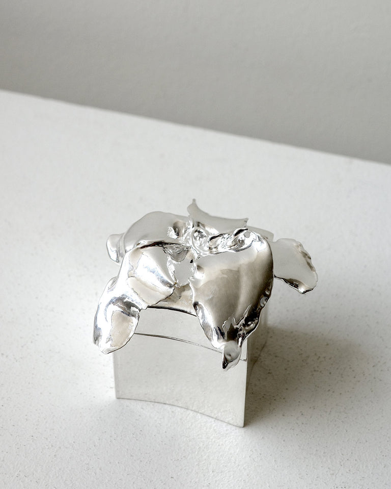 Medium Flower Trinket Box - Jewellery Box in Silver