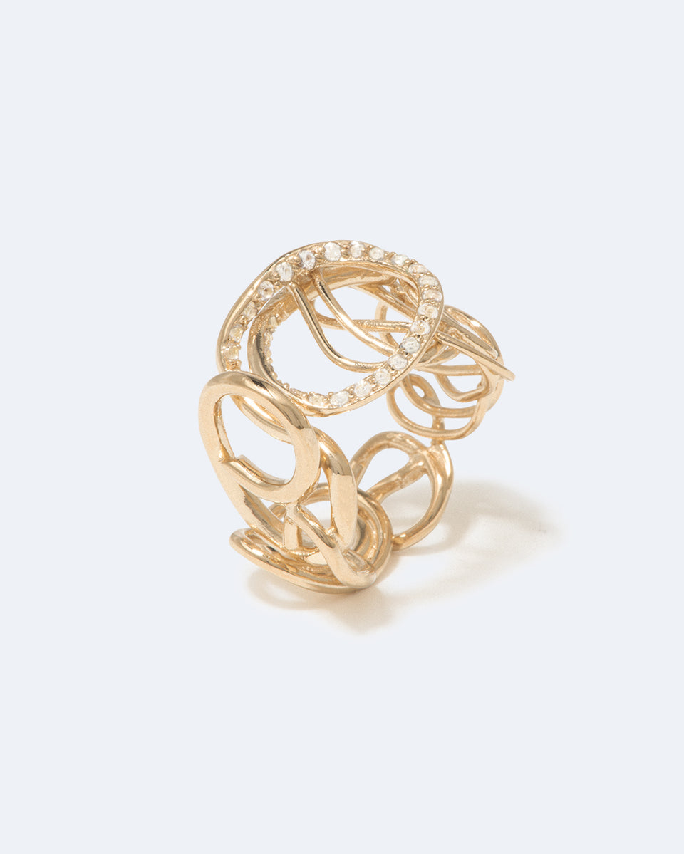 Traces - White Topaz and Recycled Gold Vermeil Ring