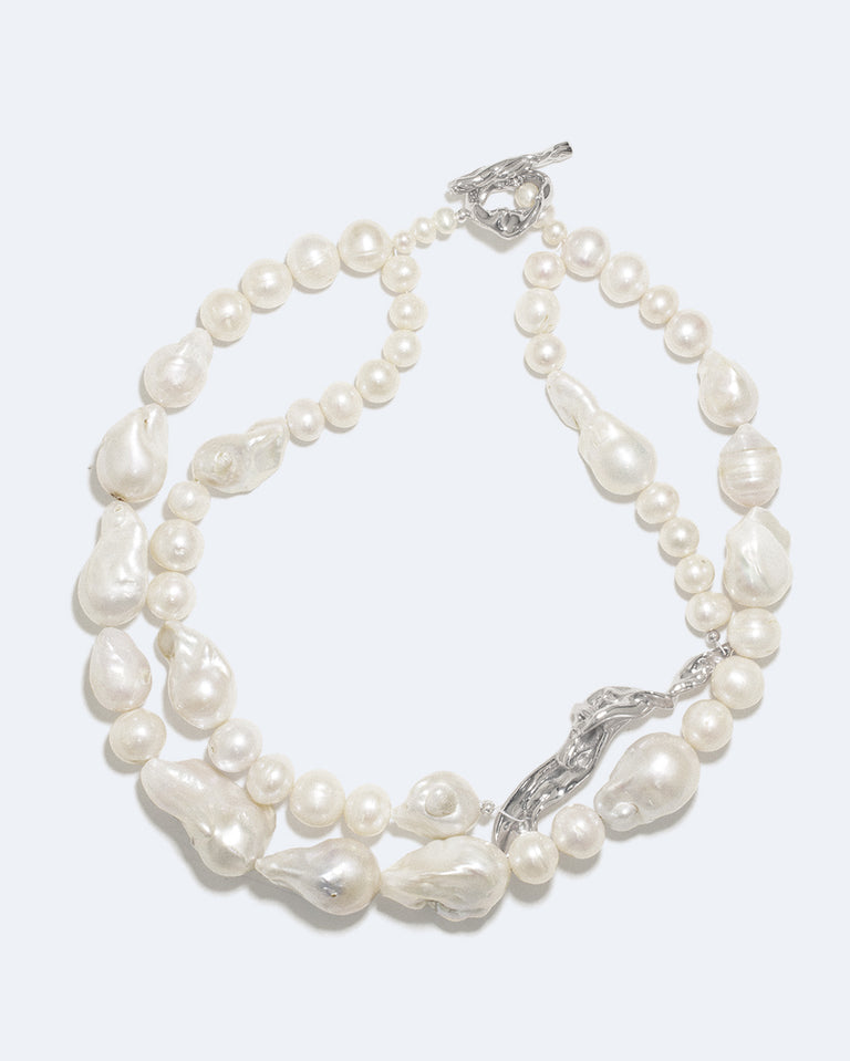 Foraging - Pearl and Recycled Silver Necklace