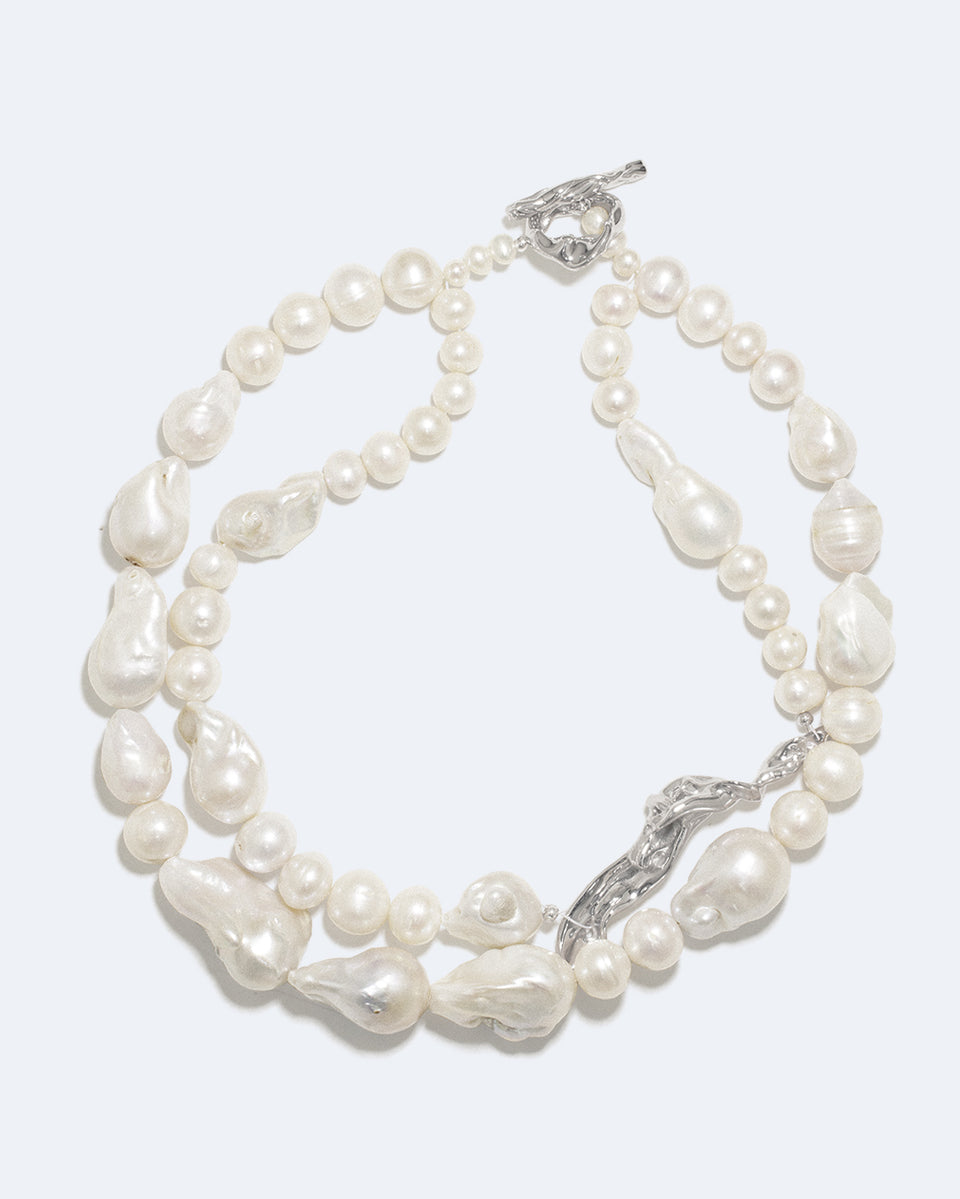 Foraging - Pearl and Recycled Silver Necklace