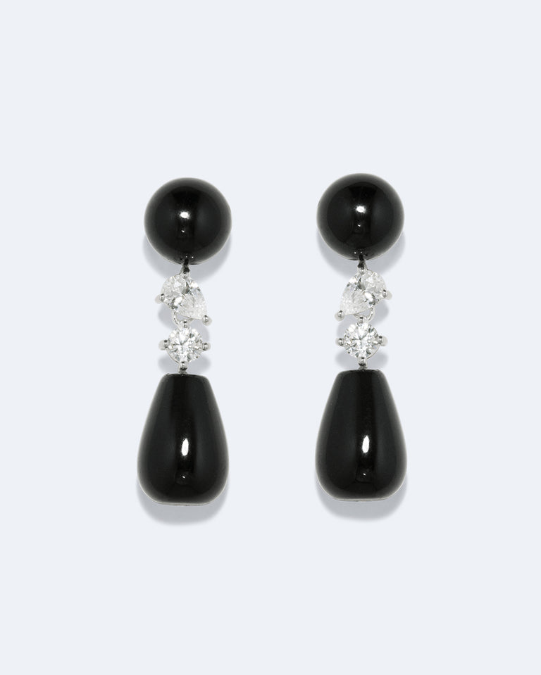 Tarn - Boucles d'oreilles en argent recyclé avec onyx noir et oxydes de zirconium