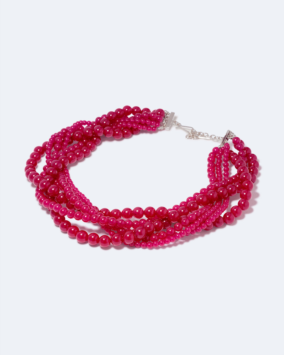H84 - Collier perles de calcédoine et argent recyclé