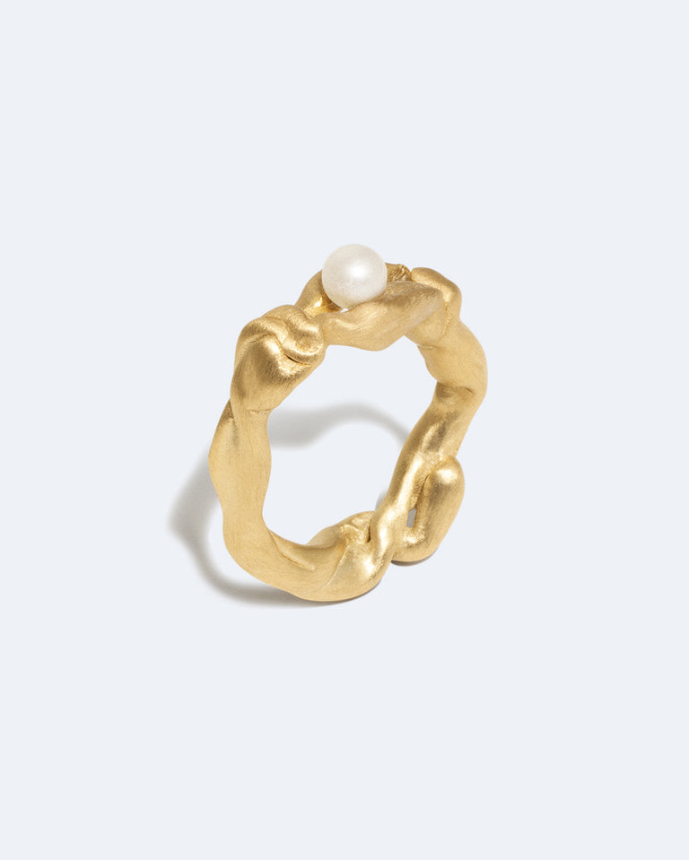 Treacle - Bague en vermeil or, perles et or recyclé