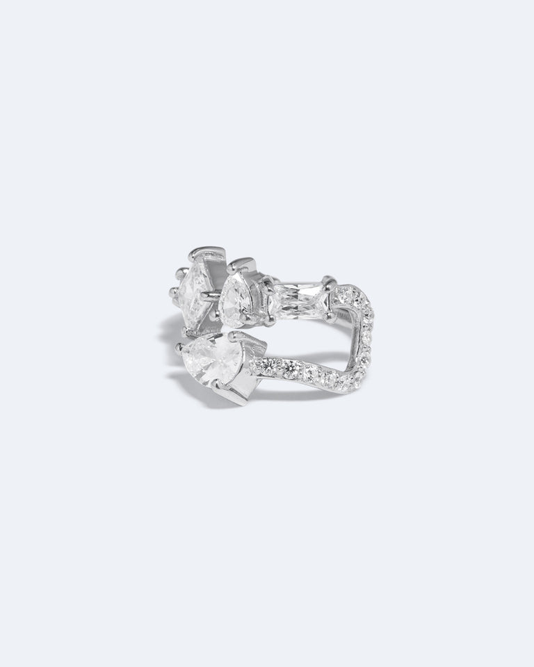 Rayon de lumière - Manchette d'oreille en zircone et argent recyclé