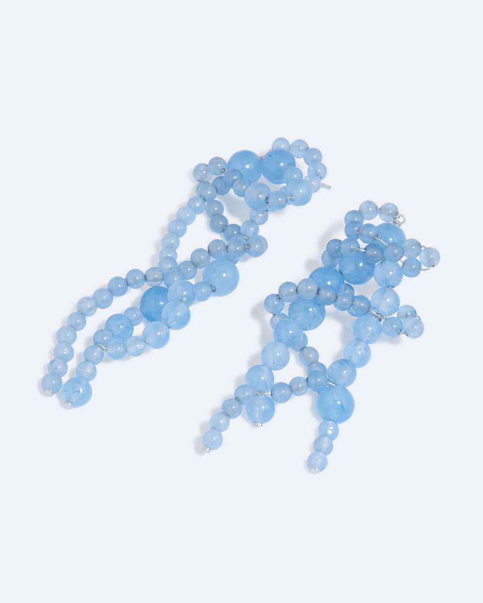 H86 - Boucles d'oreilles en agate bleue en dentelle et argent recyclé