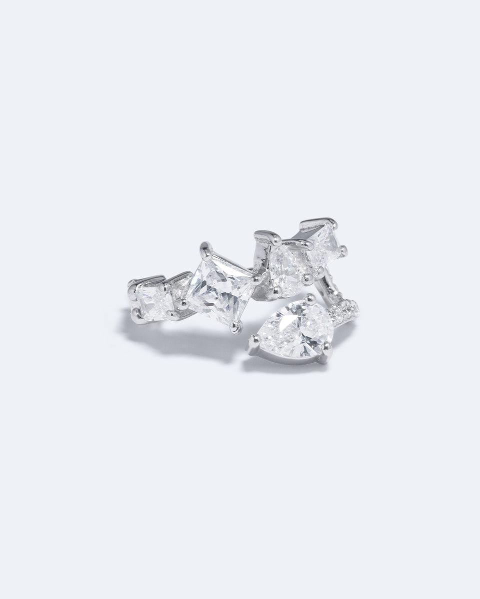 Dropping Light - Zirconia and Recycled Silver Ear Cuff
