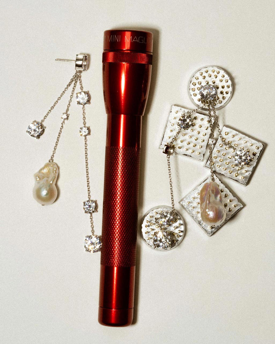 Bonafide Madness - Pearl and Zirconia Recycled Silver Earrings