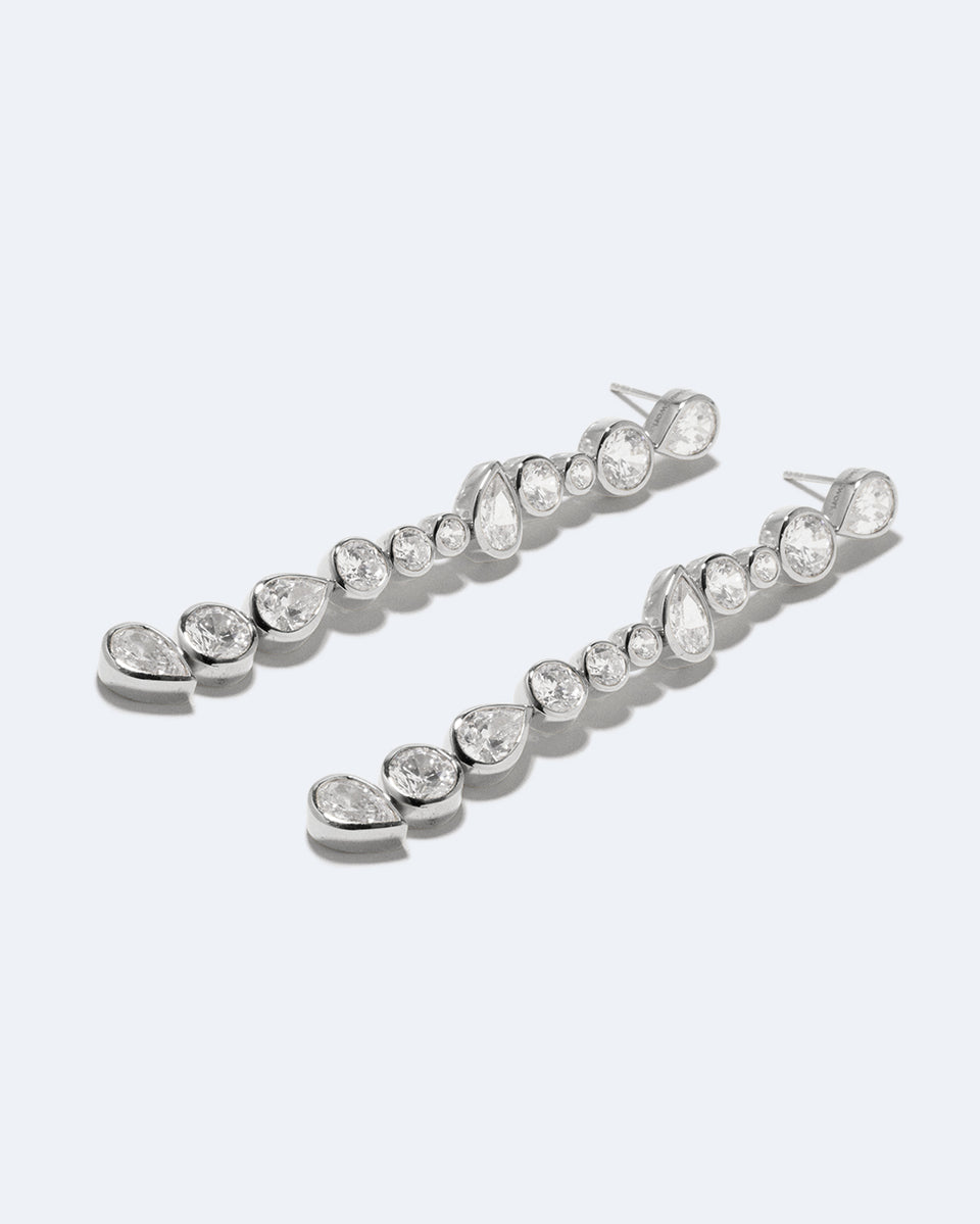 Glitch - Zirconia and Recycled Silver Earrings