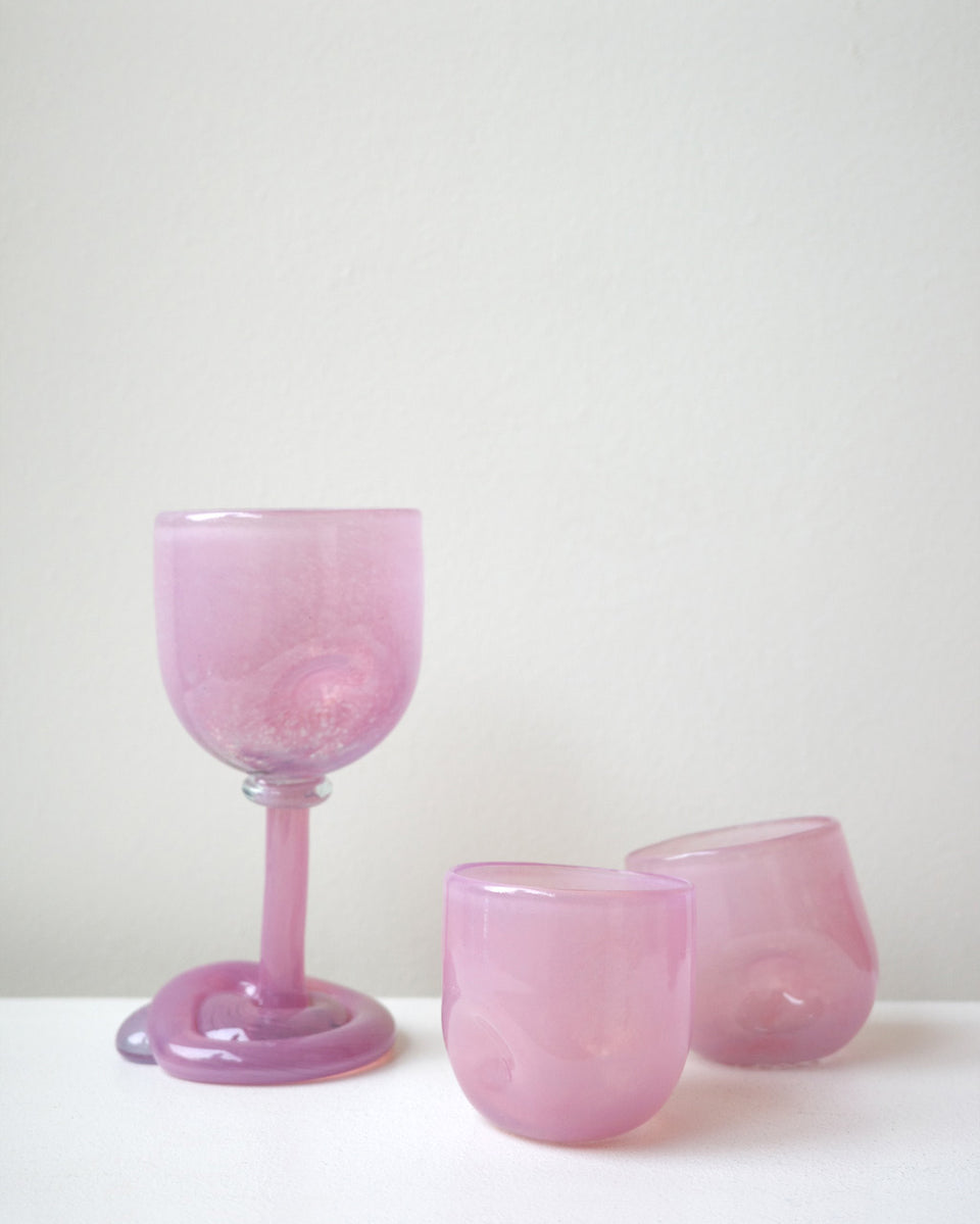 Thaw - Set of 2 Recycled Glass Dimple Cup in Pink