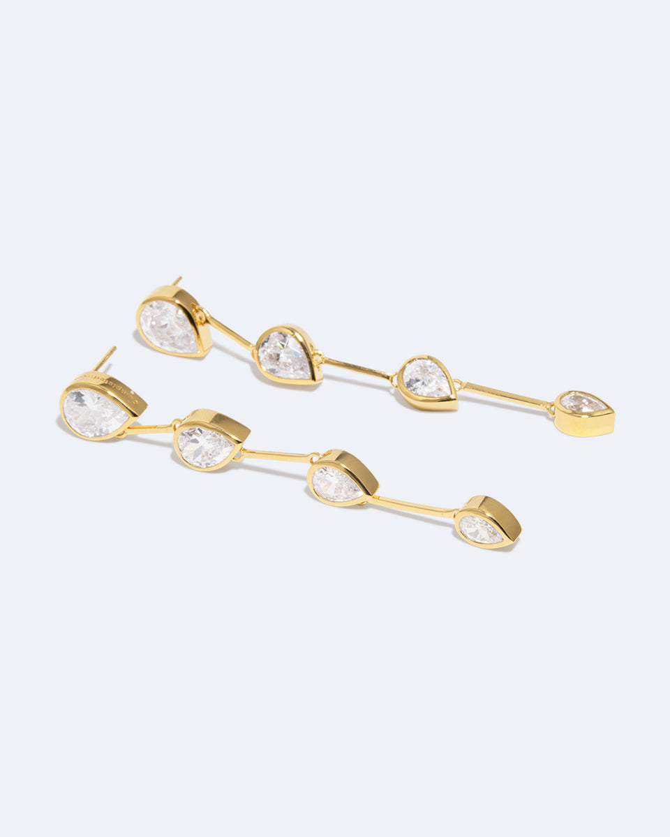 Against The Current - Zirconia and Recycled Gold Vermeil Earrings