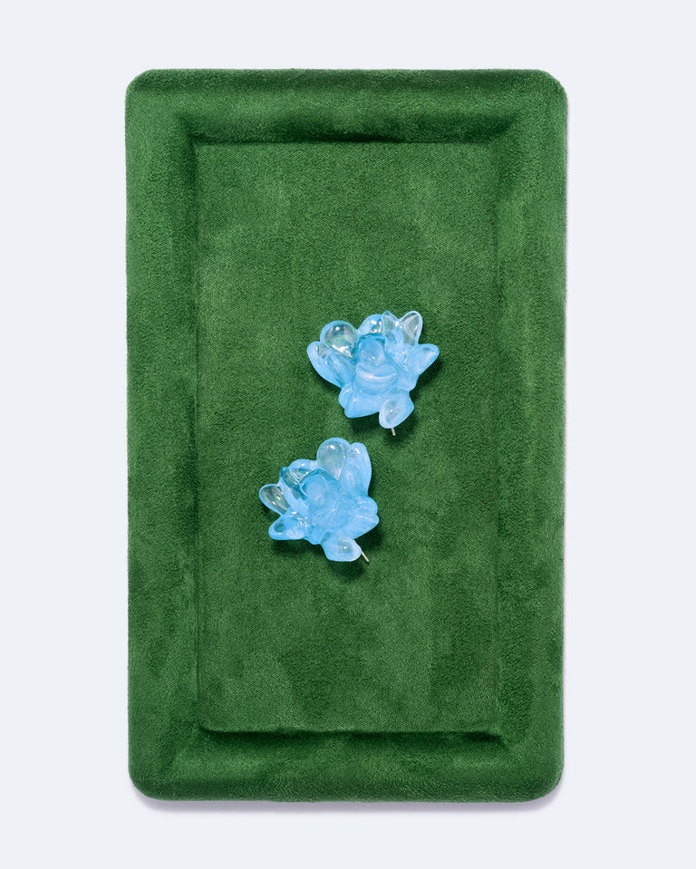 R2271 - Boucles d'oreilles en résine bleue et argent recyclé