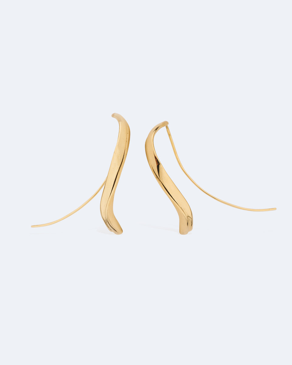 Un coup de vent soudain - Boucles d'oreilles en or jaune 18 carats et diamants