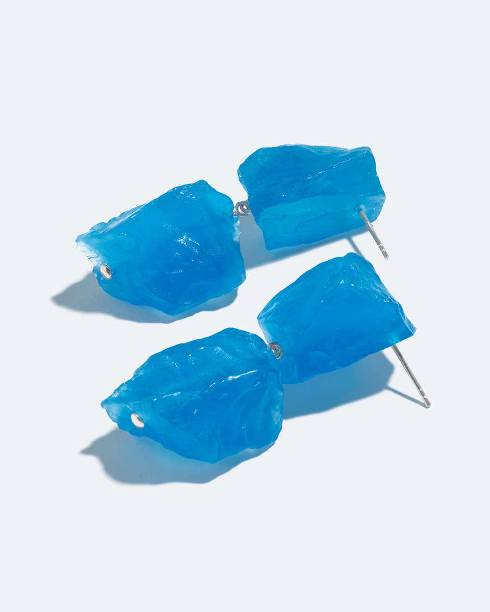 The Iceberg's Other Half - Blue Resin and Recycled Silver Earrings