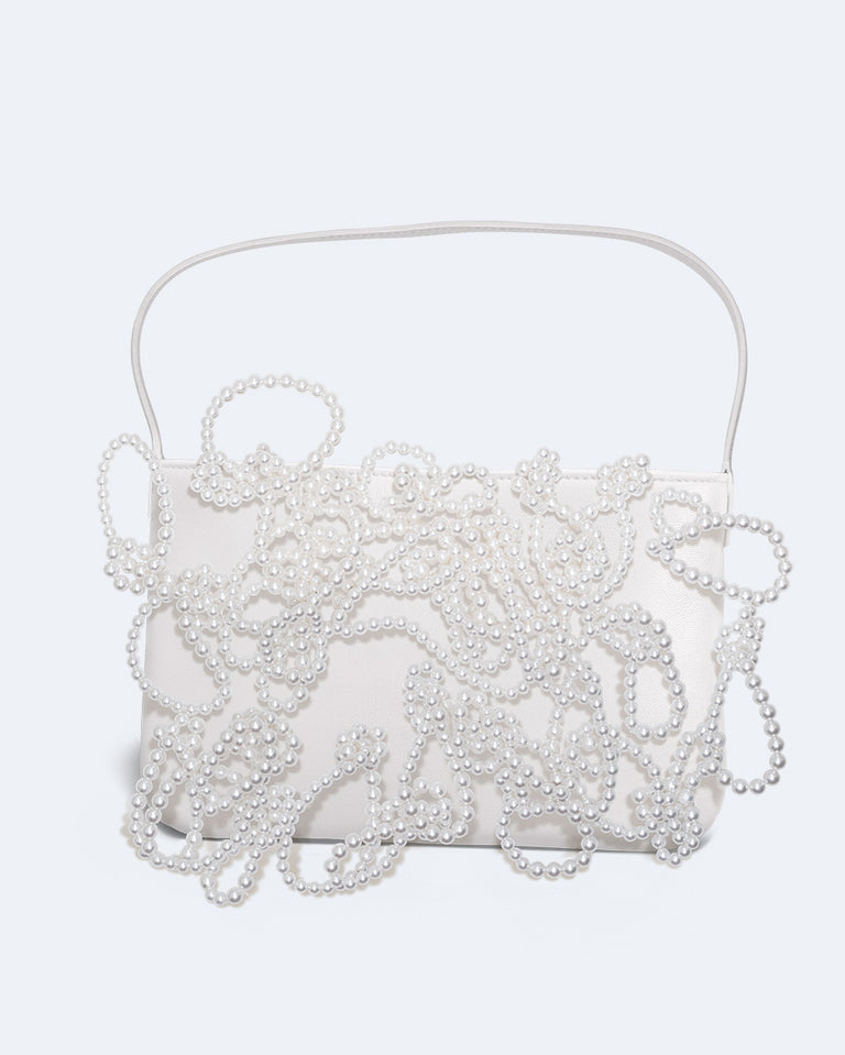Le Sac à Main en Cuir Recyclé Blanc et Perlé - The Pearly Pearl