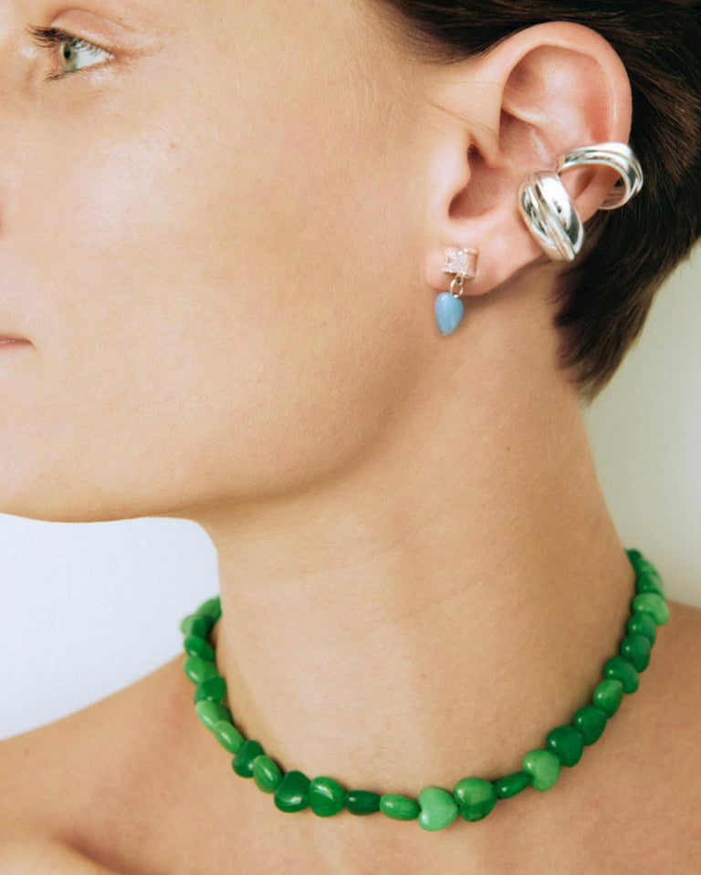 La Fenêtre du Cœur - Collier Perle Cœur Vert et Vermeil Recyclé