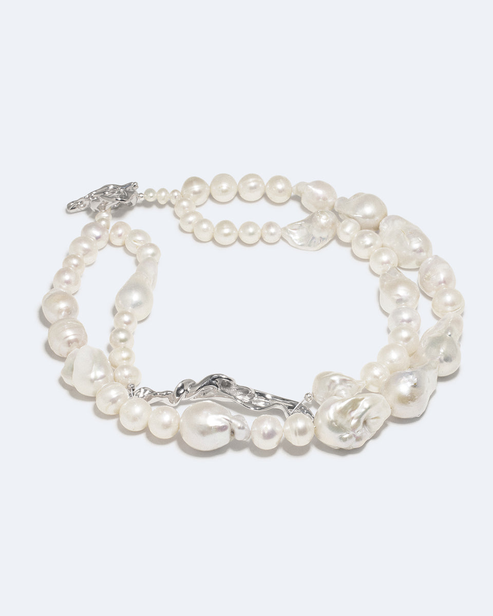 Foraging - Pearl and Recycled Silver Necklace