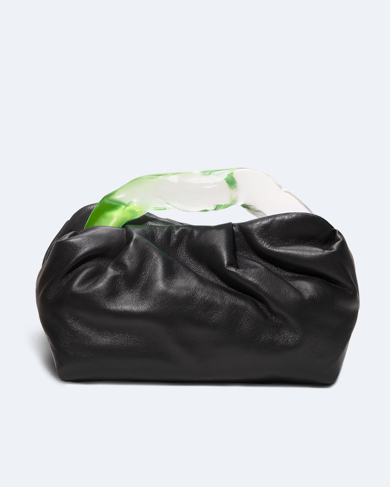 Le sac à main The Lunchbox - Résine vert citron et cuir noir