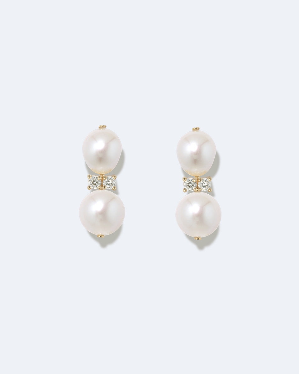 P236 - Boucles d'oreilles en Vermeil Or Recyclé Perle et Zircone