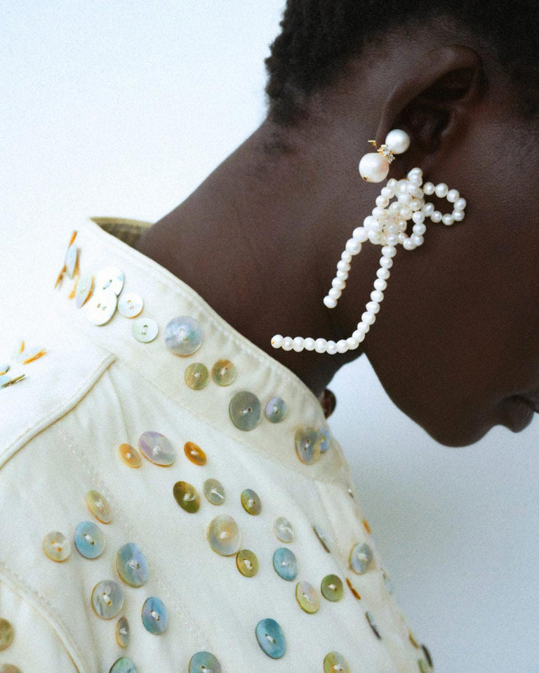 P239 - Boucles d'oreilles en Perle et Vermeil d'Or Recyclé