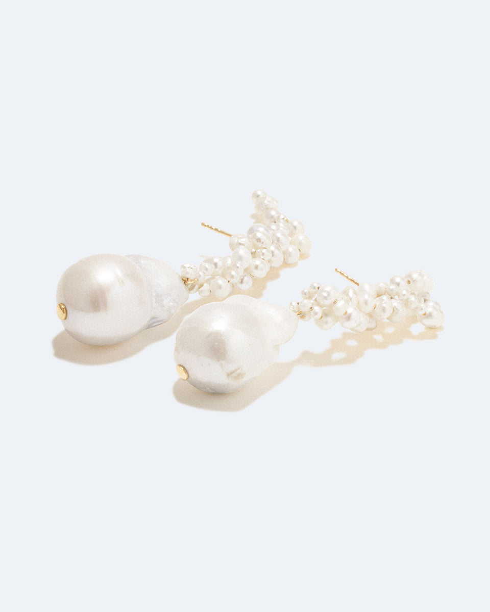 Gotcha  - Pearl and Recycled Gold Vermeil Earrings