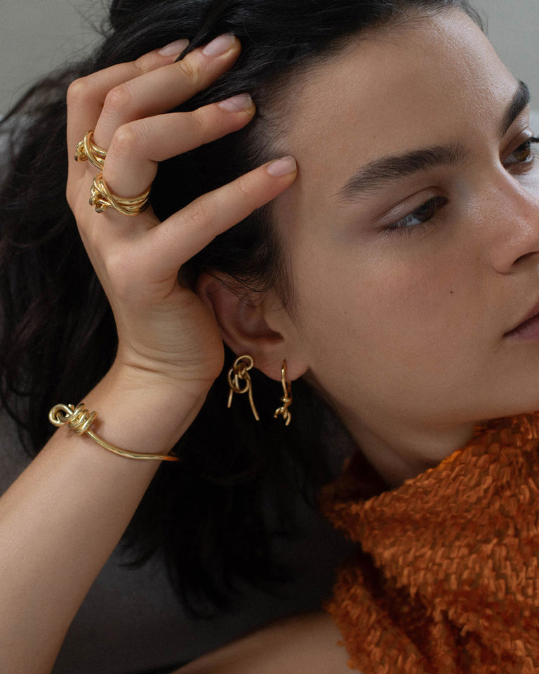 Boucles d'oreilles en vermeil d'or recyclé "Notsobig" Thread II