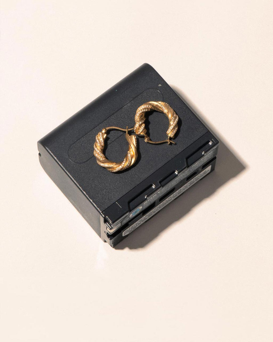 Deep State - White Topaz and Gold Vermeil Hoop Earrings