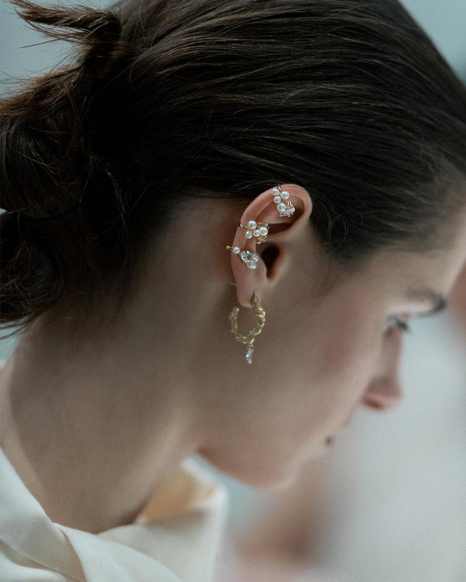 Le temps n'est pas une illusion - Boucles d'oreilles en oxyde de zirconium et vermeil