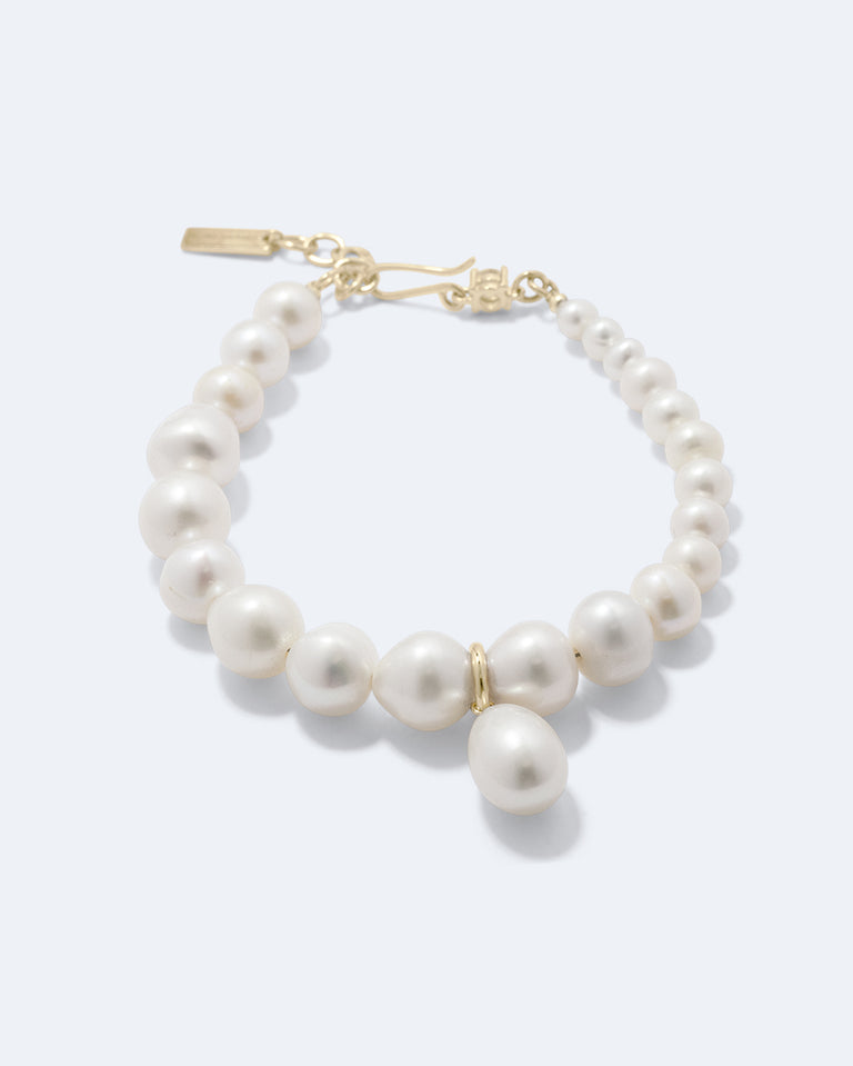 P196 - Bracelet en vermeil recyclé or, perles et zircons