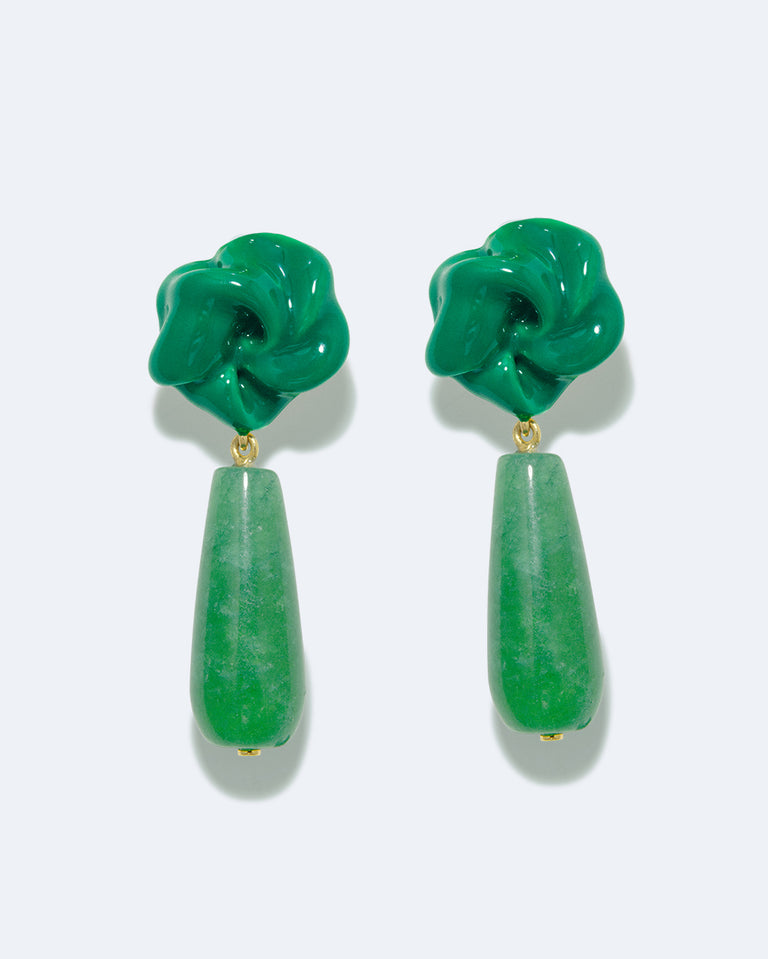 Les Profondeurs du Temps - Boucles d'oreilles en Vermeil Or Recyclé, Calcédoine et Émail