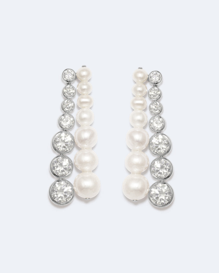 The Mirage - Pearl and Zirconia Recycled Silver Earrings