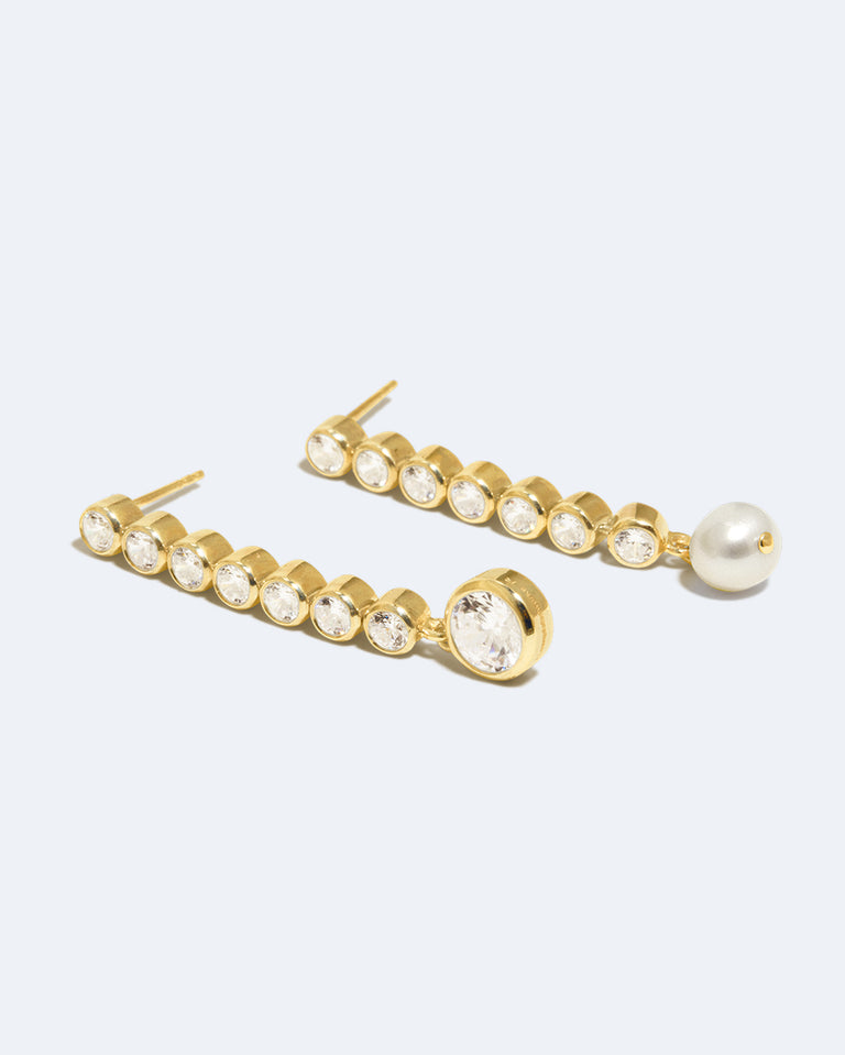 Multiply Zero by Zero and You Get Zero - Pearl and Zirconia Recycled Gold Vermeil Earrings