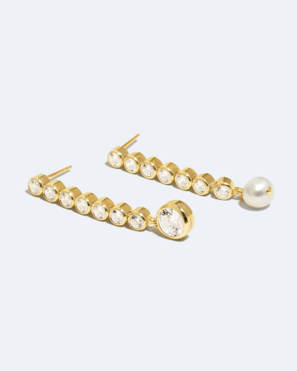 Multiply Zero by Zero and You Get Zero - Pearl and Zirconia Recycled Gold Vermeil Earrings