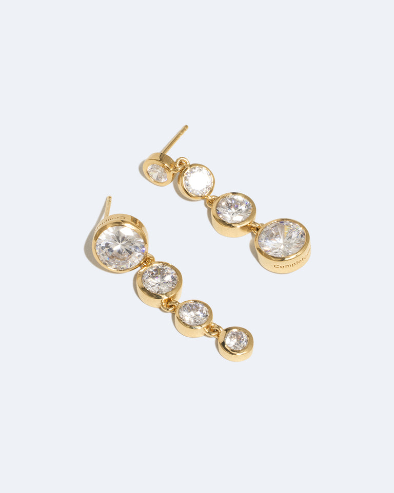 Light of the Past II - Cubic Zirconia and Gold Vermeil Earrings