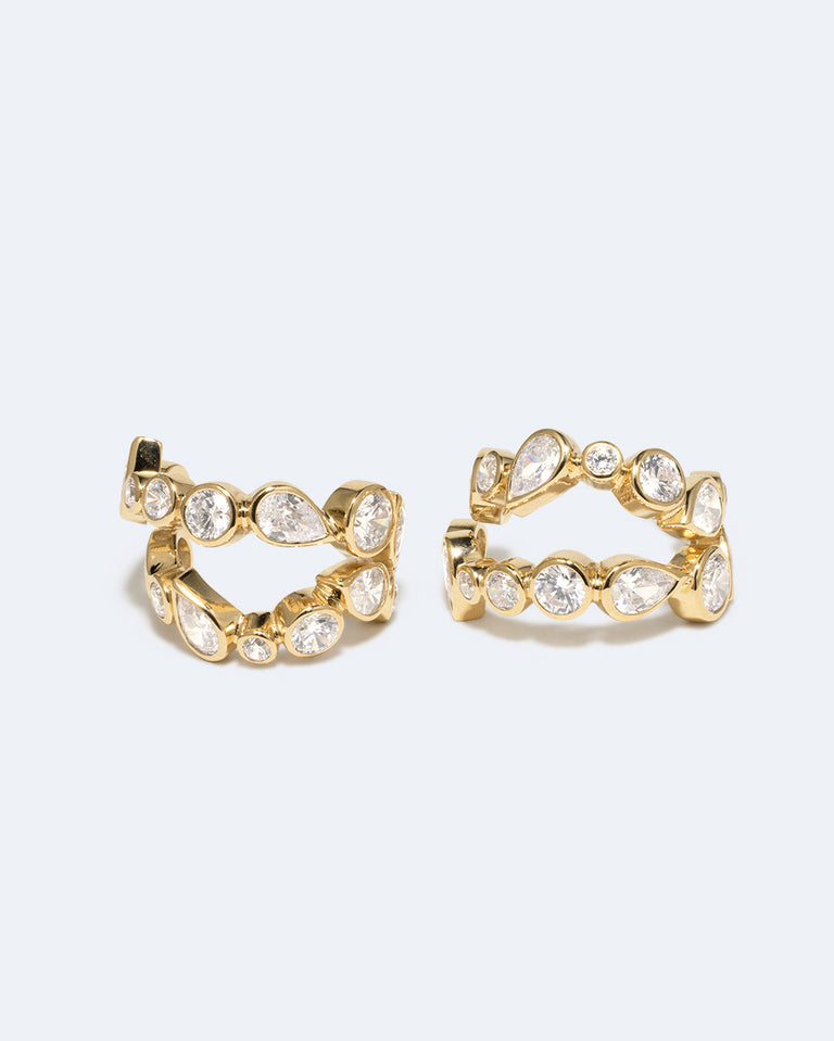 Comme deux gouttes d'eau IV – Boucles d'oreilles en oxyde de zirconium et vermeil
