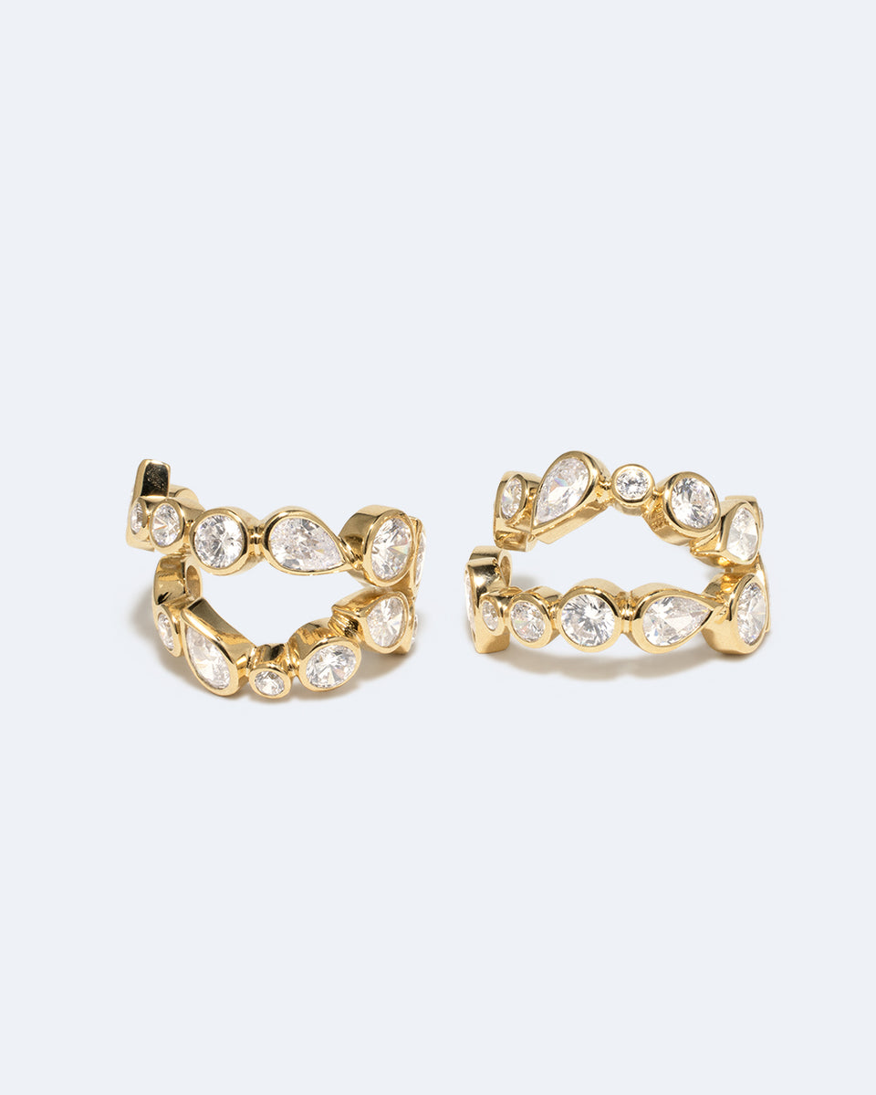 Comme deux gouttes d'eau IV – Boucles d'oreilles en oxyde de zirconium et vermeil