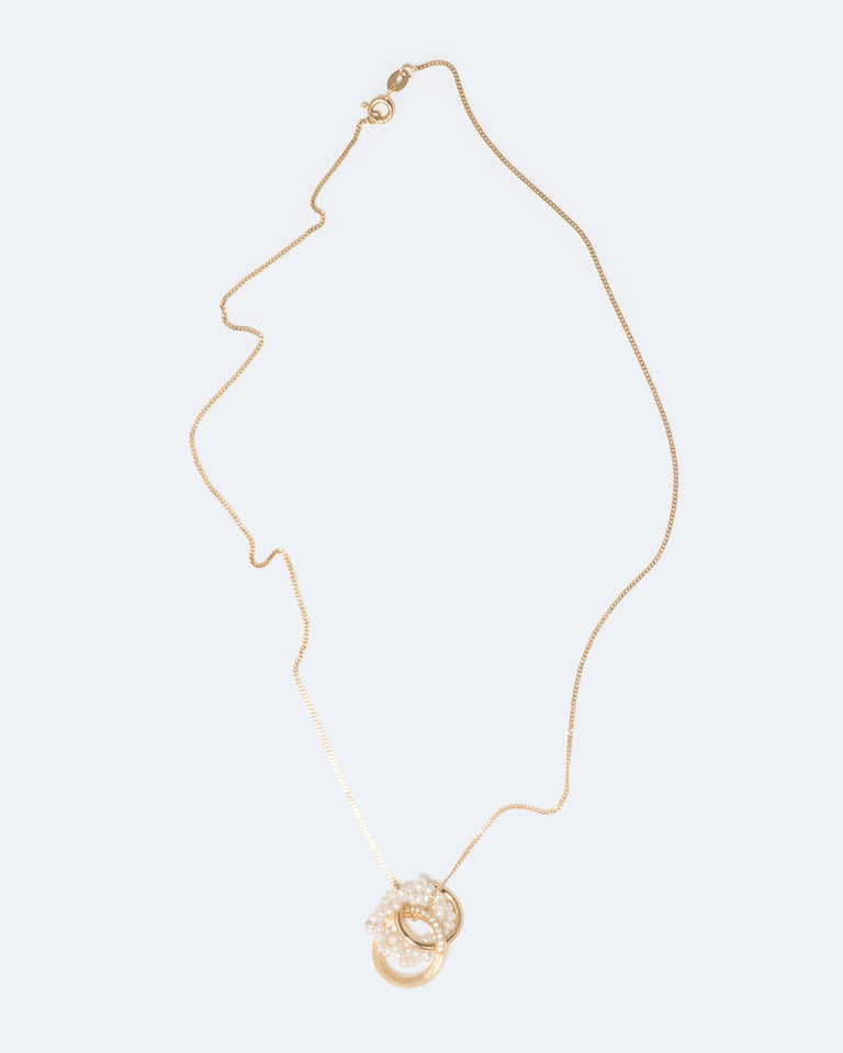 The Echoes of a Time of Solitude - Pearl and White Topaz Recycled Gold Vermeil Pendant