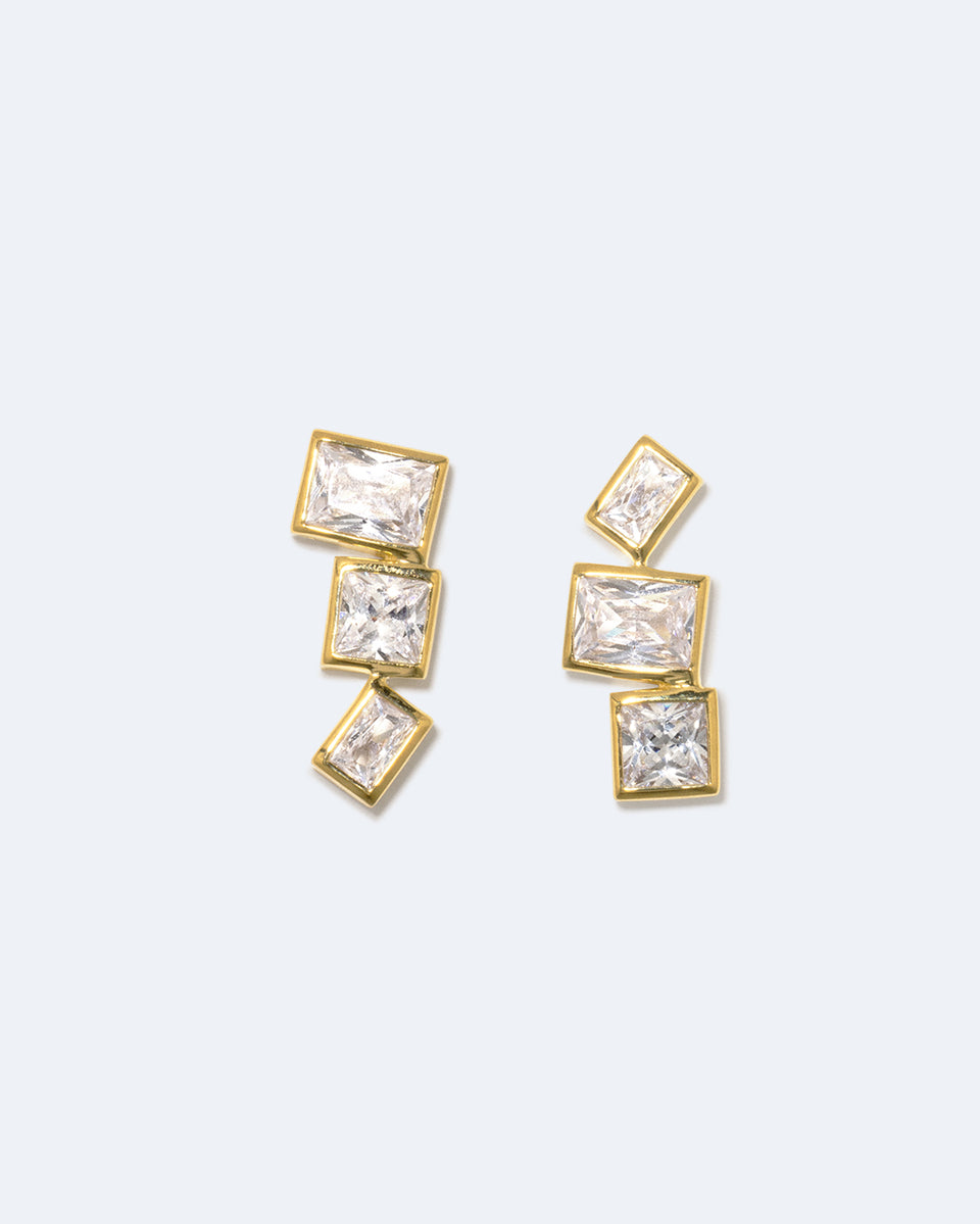 How to Get a Low Score at Tetris - Zirconia and Recycled Gold Vermeil Earrings