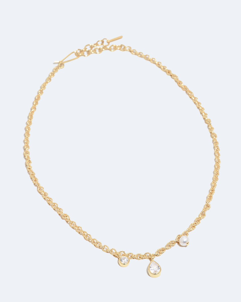 Z76 - Collier en Vermeil Or Recyclé avec Perles et Zircons