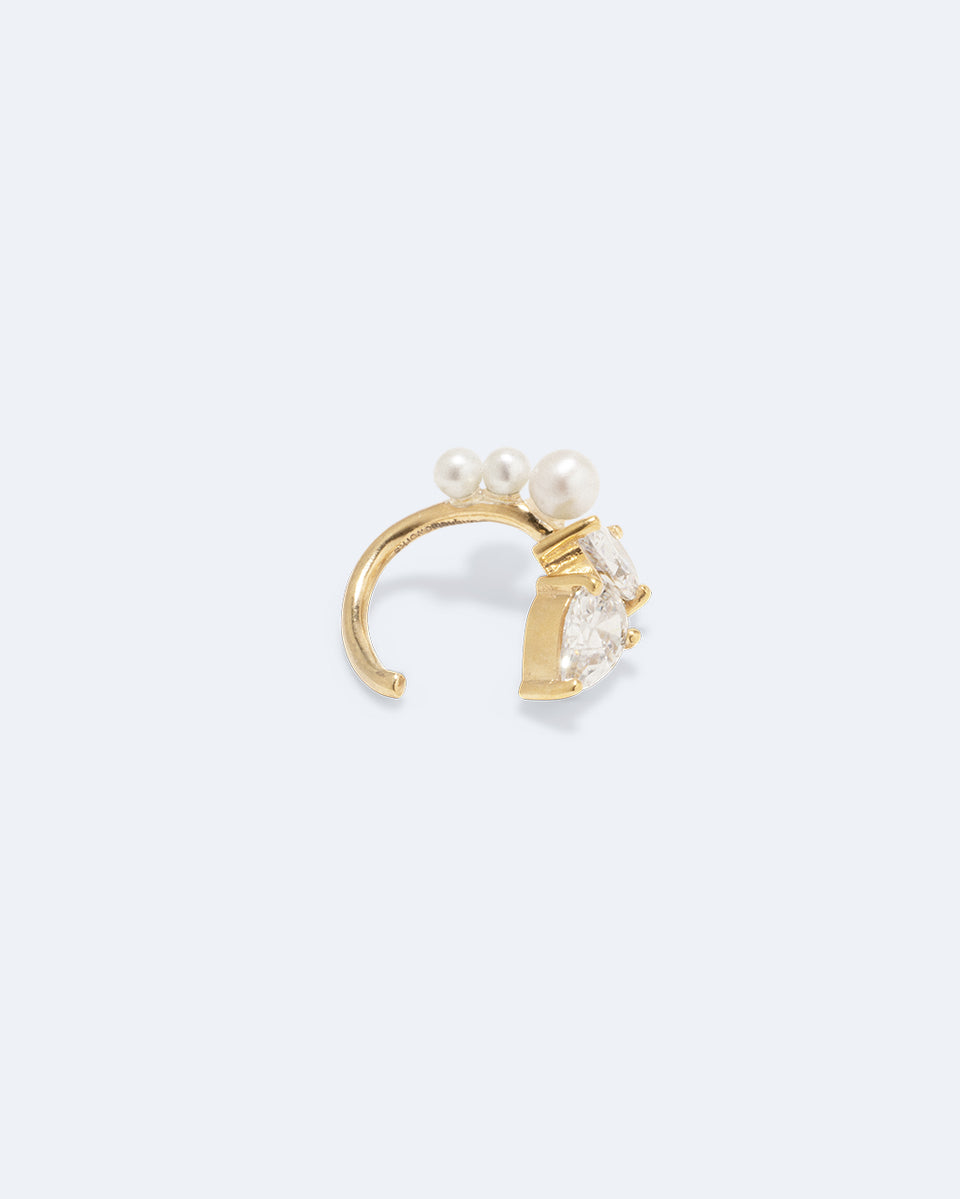 Chasing Shadows - Pearl and Zirconia Recycled Gold Vermeil Ear Cuff
