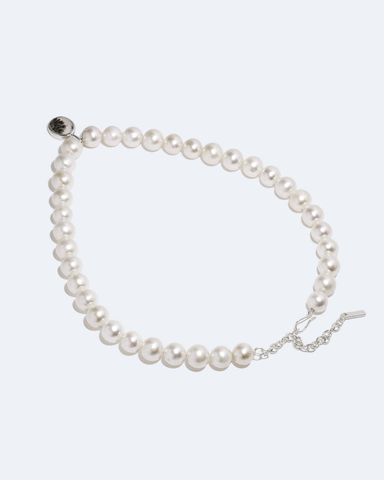 Heath - Pearl and Dendritic Agate Recycled Silver Necklace