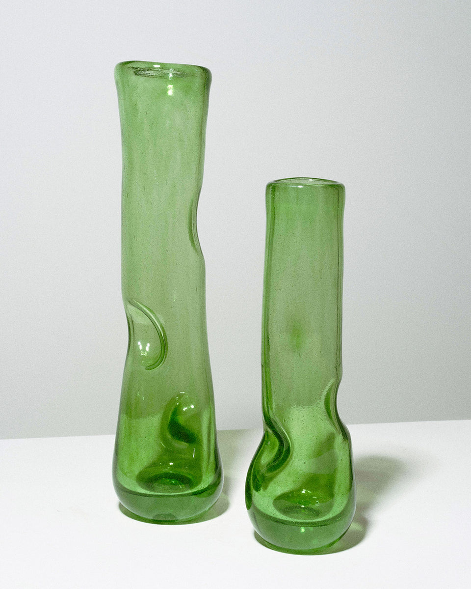 Crumple - Recycled Glass Small Crumple Vase in Leaf Green