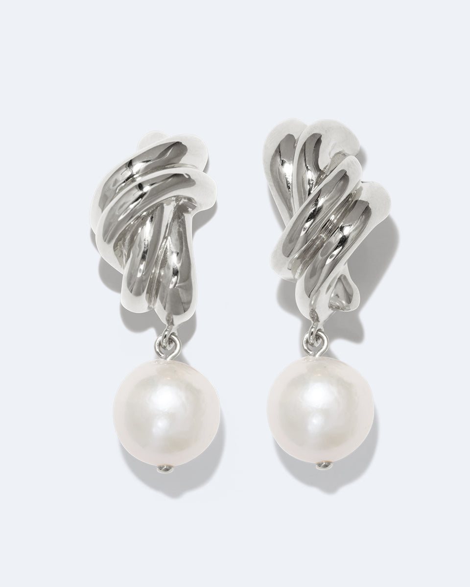 R2199 - Boucles d'oreilles perle et argent recyclé