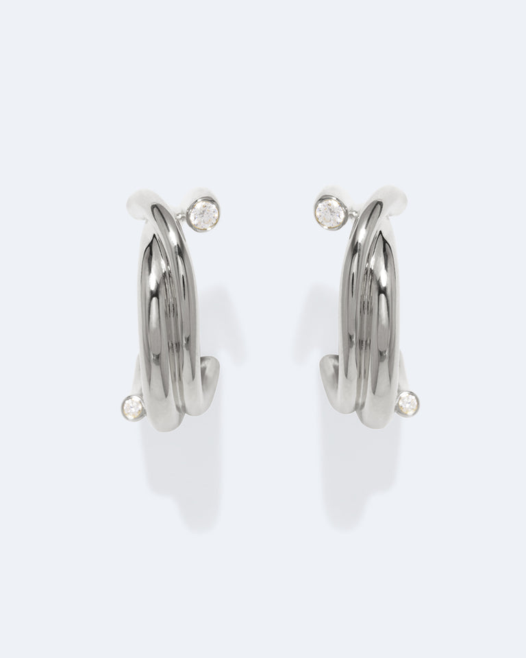 R2201 - Boucles d'oreilles en oxyde de zirconium et argent recyclé