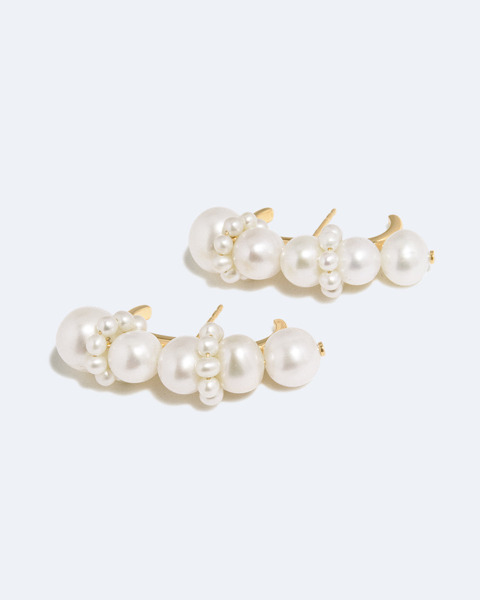 P251 - Grimpants d'oreilles Perle et Vermeil en Or Recyclé