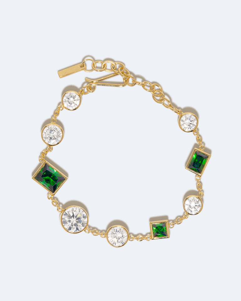 The Mysterious Connection - Emerald Zirconia and Recycled Gold Vermeil Bracelet